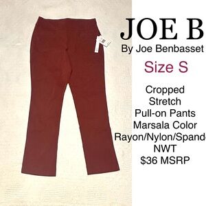 Cropped Capri Pants Rayon Nylon Joe Benbasset Marsala